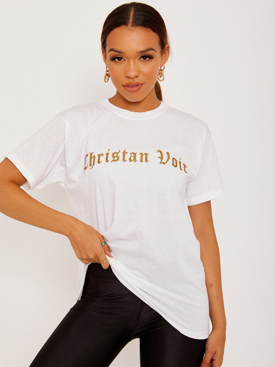 Glittered Christan Voir Printed T-Shirt