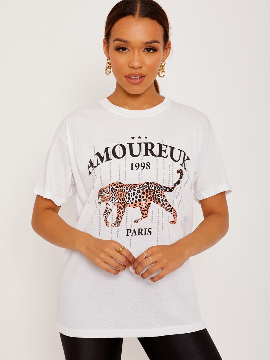 Leopard Amoureux Graphic Printed T-Shirt