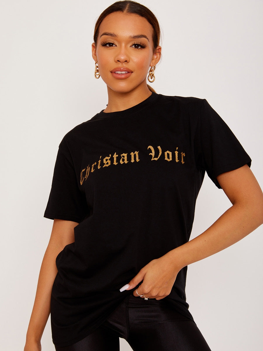 Glittered Christan Voir Printed T-Shirt