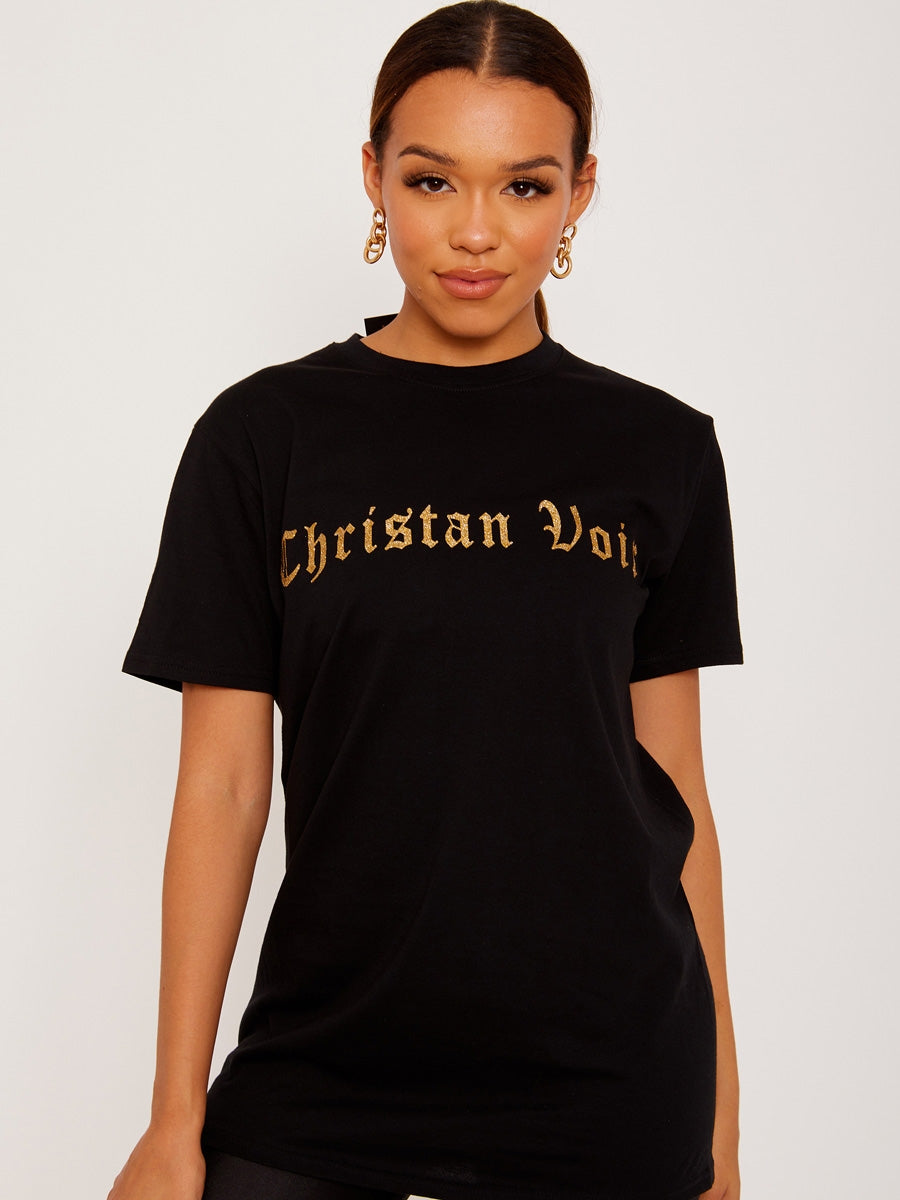 Glittered Christan Voir Printed T-Shirt
