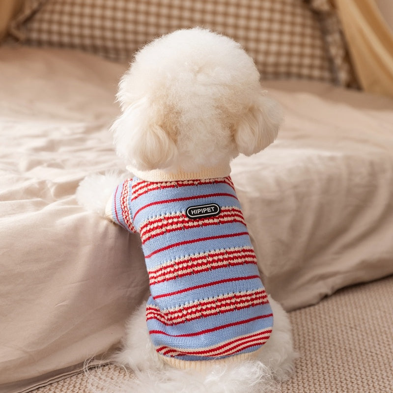 Cat Sweaters, Cold Weather Dog Striped Pullover, Warm Knitted Pet Clothes In Winter