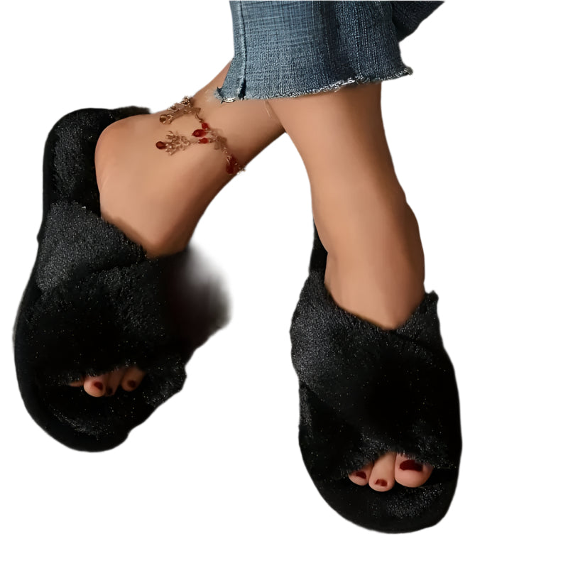 2025 New Fuzzy Cross Lightweight and Warm Slipper