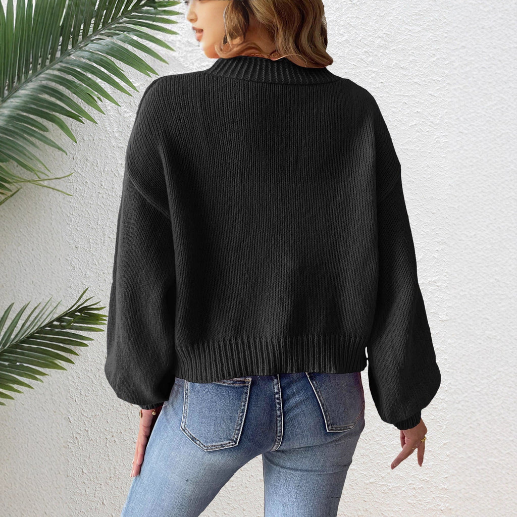 Women's Solid Color Ribbon Bowknot Stitching Sweater Cardigan
