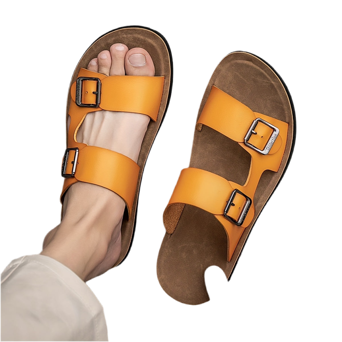 Men's Casual Synthetic Upper Slides, Casual Non Slip Slippers, Open Toe Sandals With Buckle