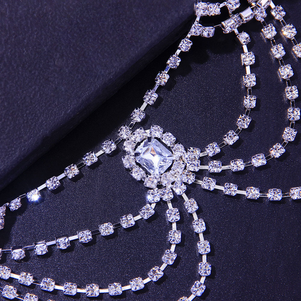 Fashionable And Versatile Diamond-set Body Chain For Women