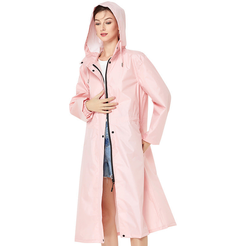 Fashion Trench Coat Raincoat Lightweight Breathable Solid Color Long Sleeve