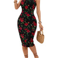 Print Women's Sleeveless Floral Knit Midi Dress