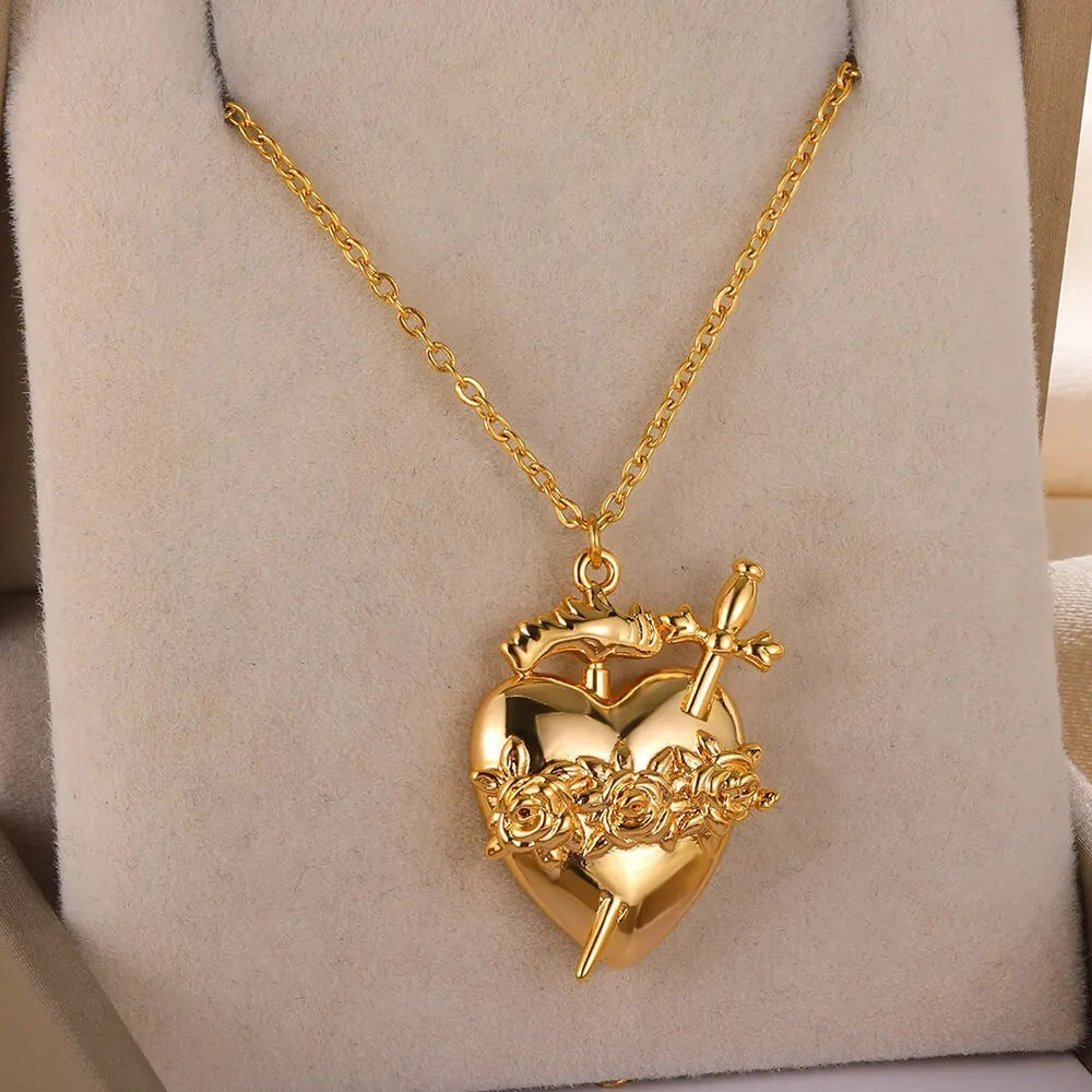 Heart & Sword Love Pendant Necklace