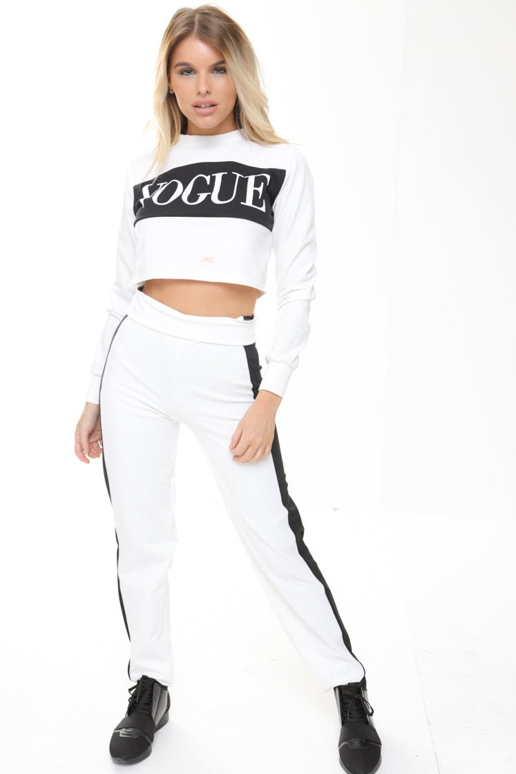 Vogue Crop Top And Trouser Loungewear