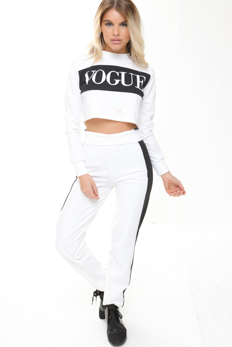 Vogue Crop Top And Trouser Loungewear