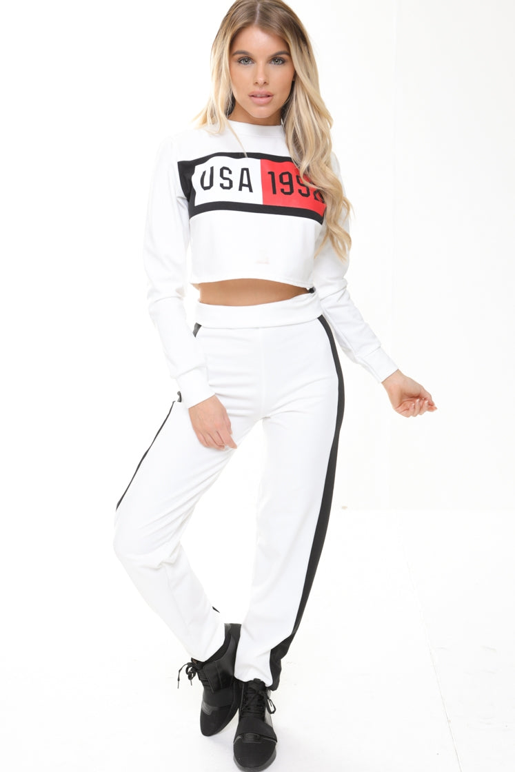 USA Crop Top And Trouser Loungewear