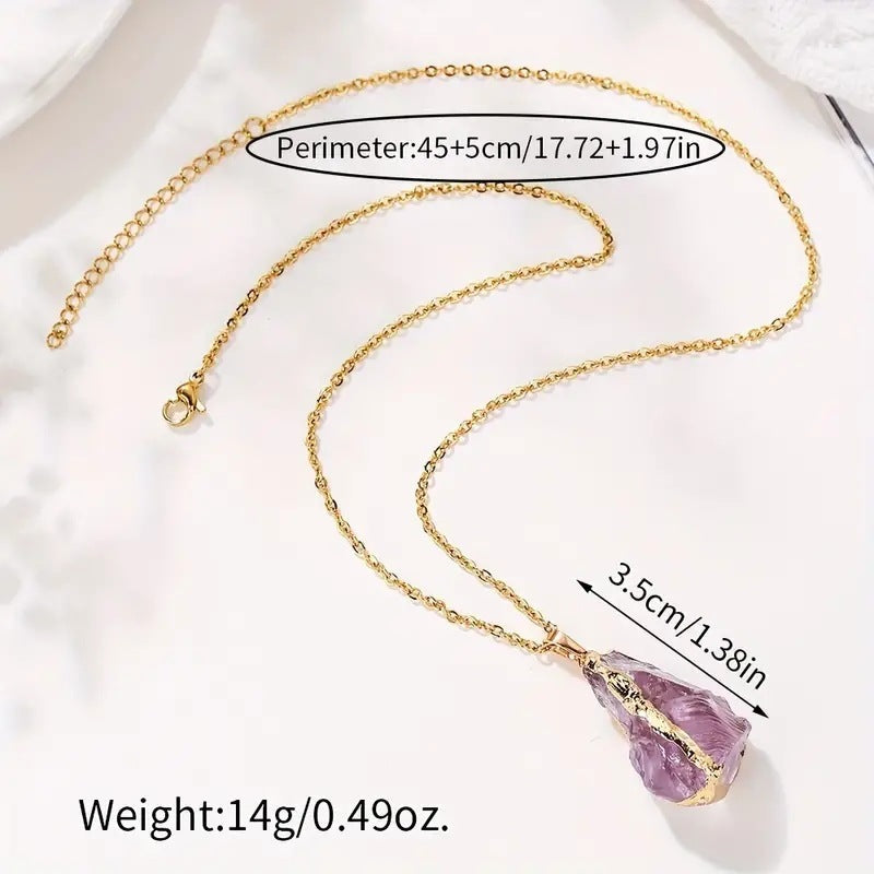 Stone Irregular Crystal Pendant Necklace