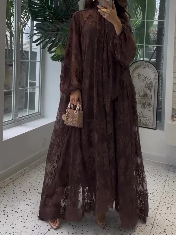 Lace Tie Double Layer Swing Dress