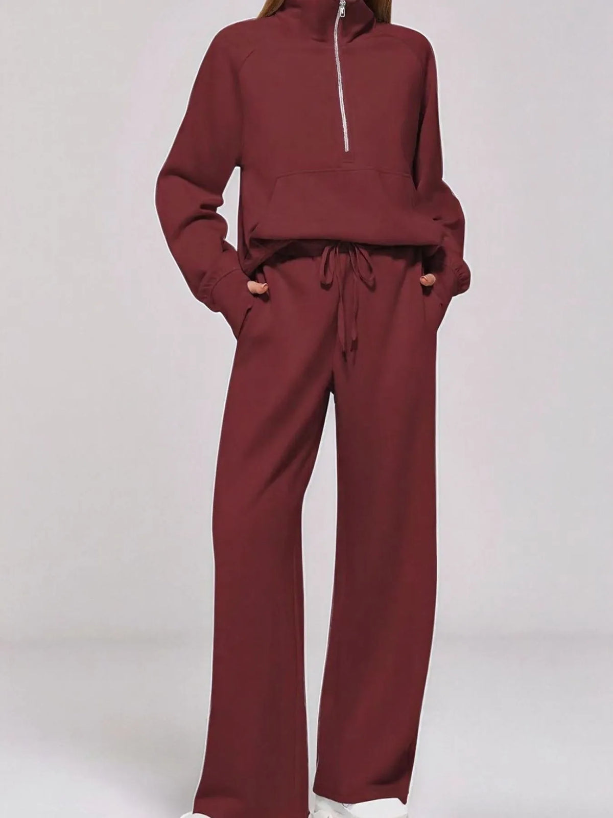 Half Zip Long Sleeve Top and Pants Set