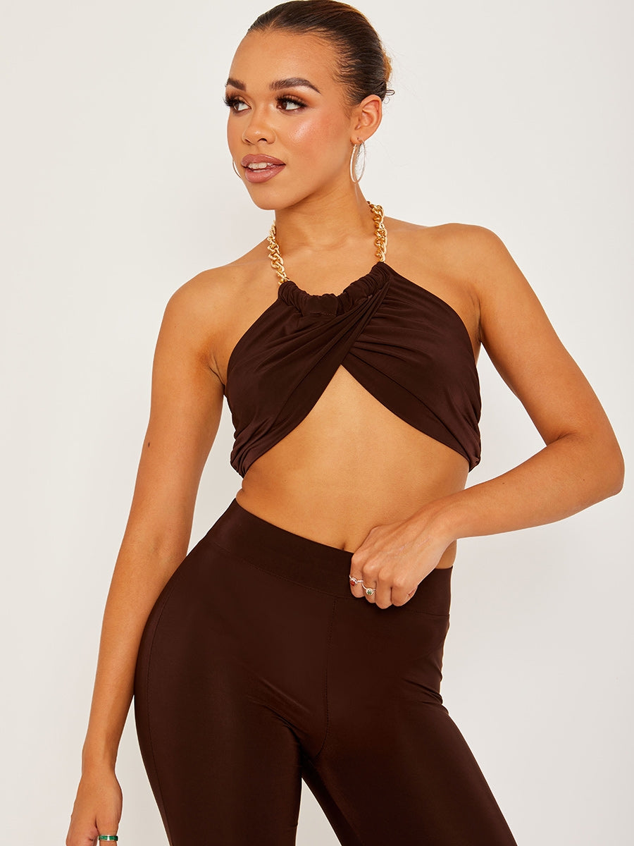 Gold Chain Halter Crop Top