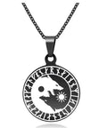 Wolf Head Sun and Moon Necklace