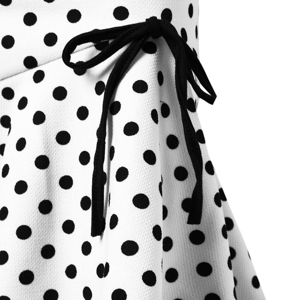 Button Lace-up Polka Dots Half Body Slim-fit Fishtail Skirt