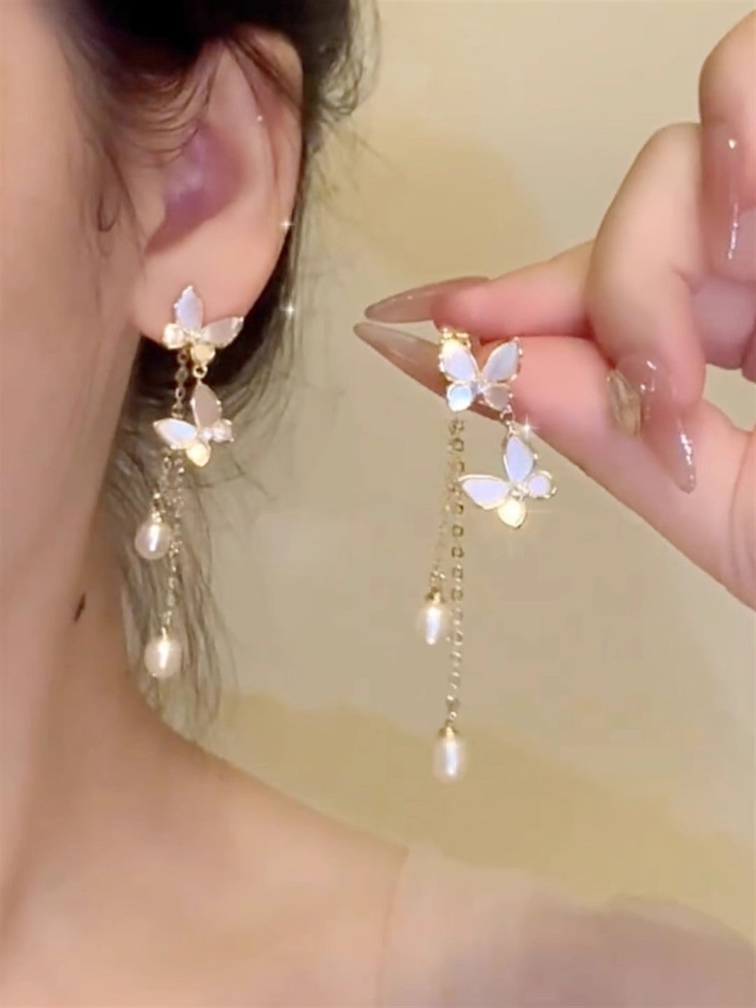Pearl Butterfly Earrings for Women