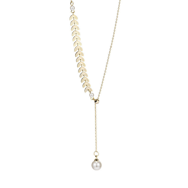 Wheat Pearl Necklace Earring Bracelet Set
