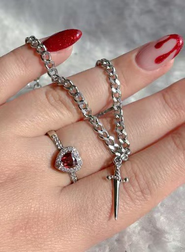 Sword & Heart Couple Ring & Bracelet Set