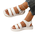 Women'S Summer Classic Solid Color Open Toe Platform Sandals with Buckle