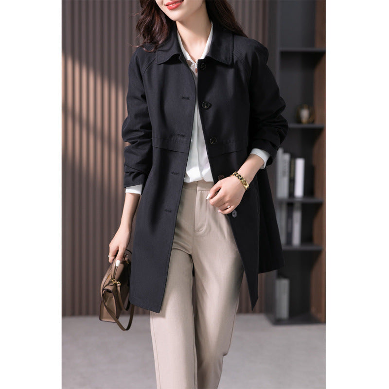 British Elegant Trench Mid-length Straight Coat
