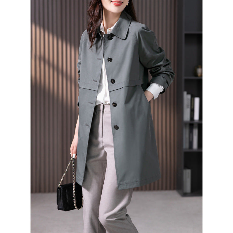 British Elegant Trench Mid-length Straight Coat