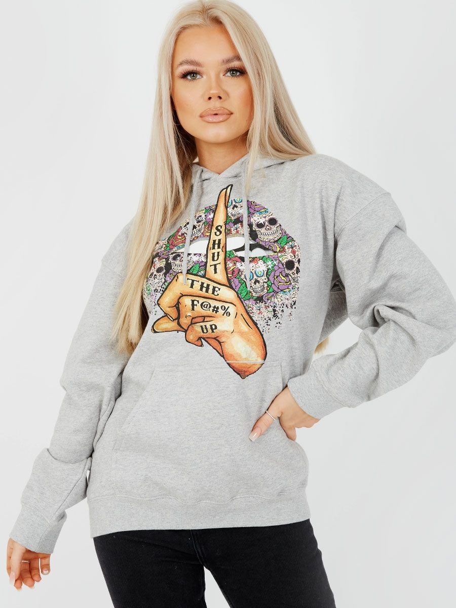 Shut Up Graphic Fleeced Hoodie