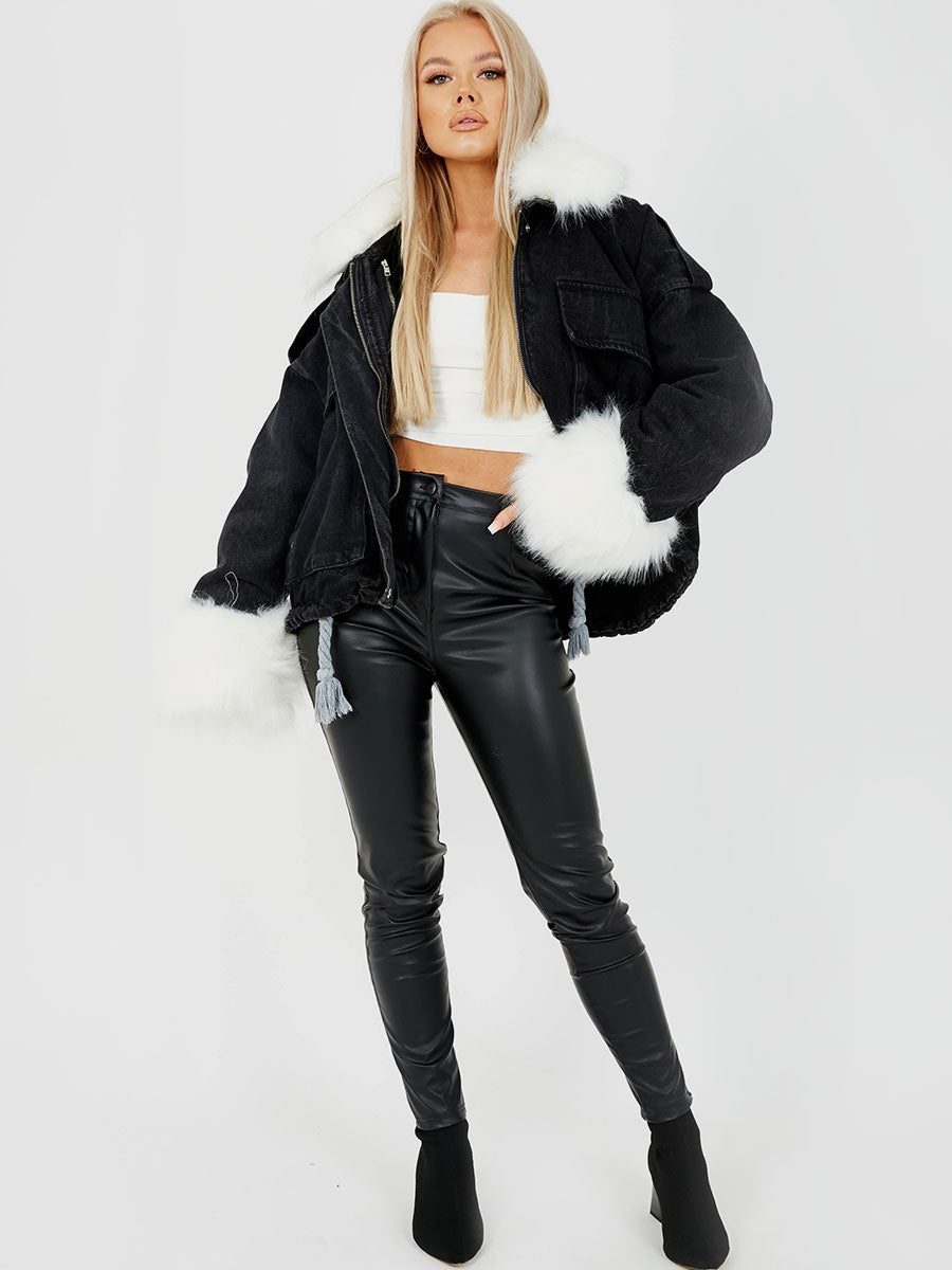 Oversized Faux Fur Lined Denim Jacket
