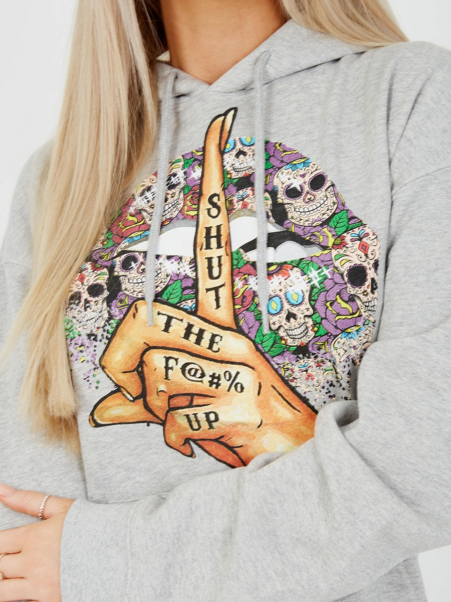 Shut Up Graphic Fleeced Hoodie