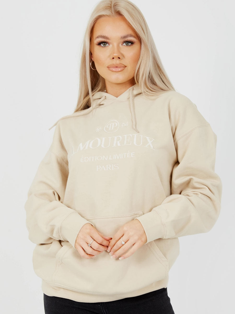 Embroidered Amoureux Fleeced Hoodie