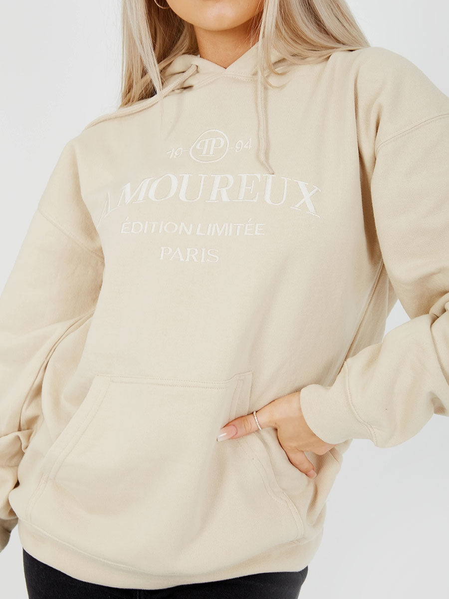 Embroidered Amoureux Fleeced Hoodie