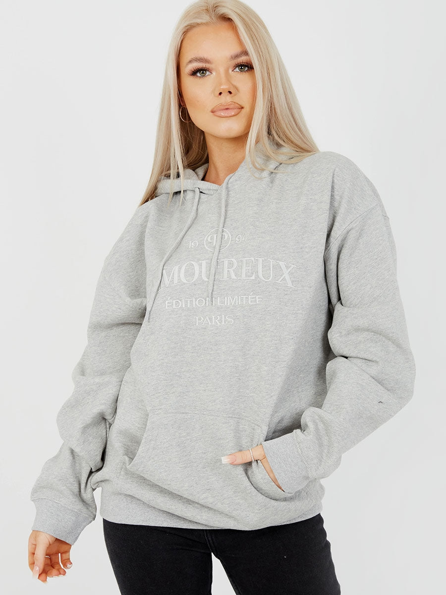 Embroidered Amoureux Fleeced Hoodie