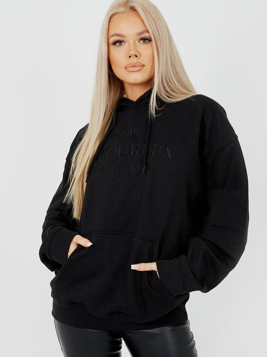 Embroidered Amoureux Fleeced Hoodie