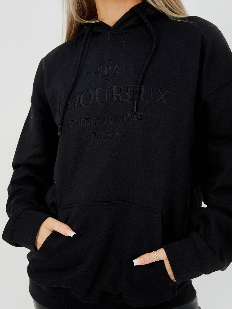 Embroidered Amoureux Fleeced Hoodie