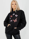 Butterfly Graphic Print Fleeced Hoodie