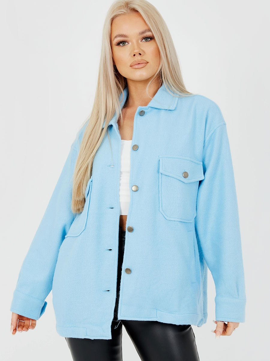 Plain Classic Thick Shirt Jacket Shacket