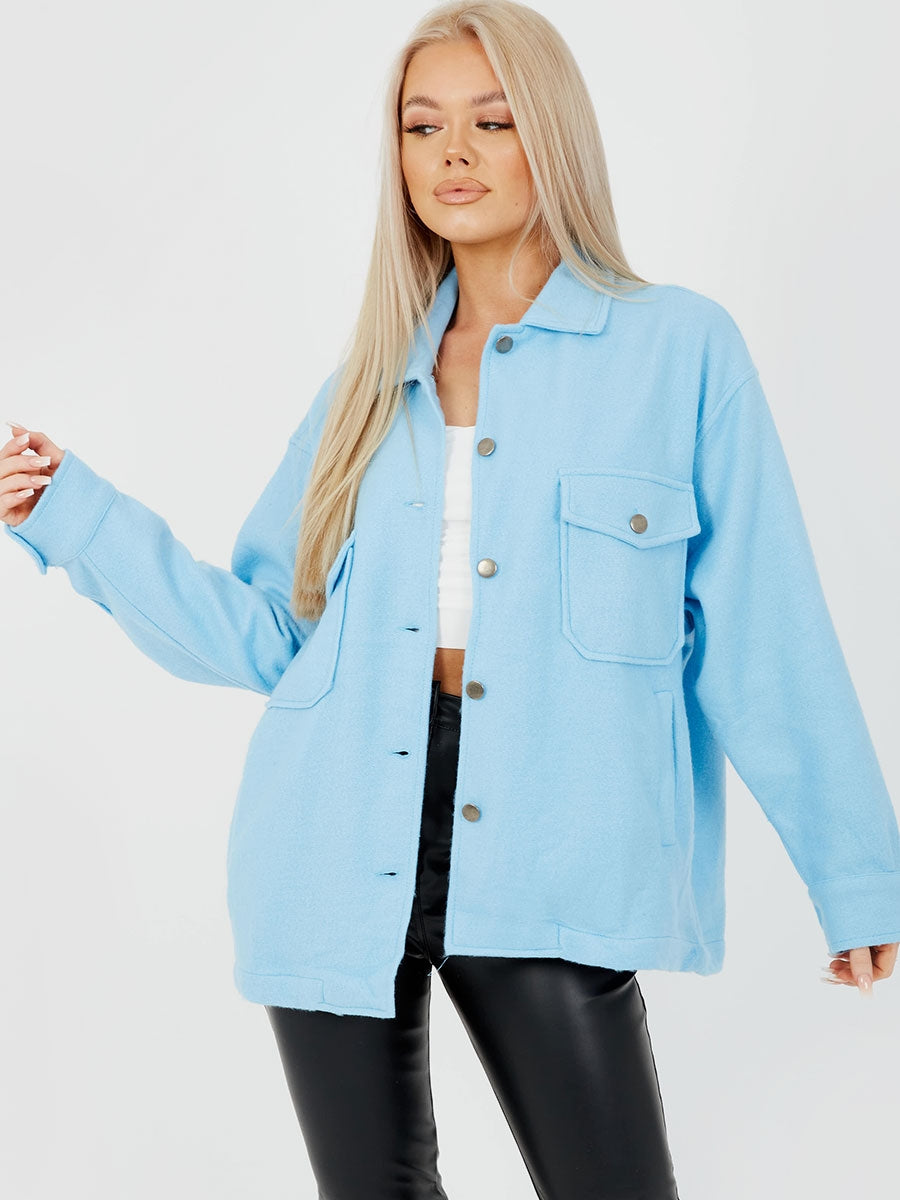 Plain Classic Thick Shirt Jacket Shacket