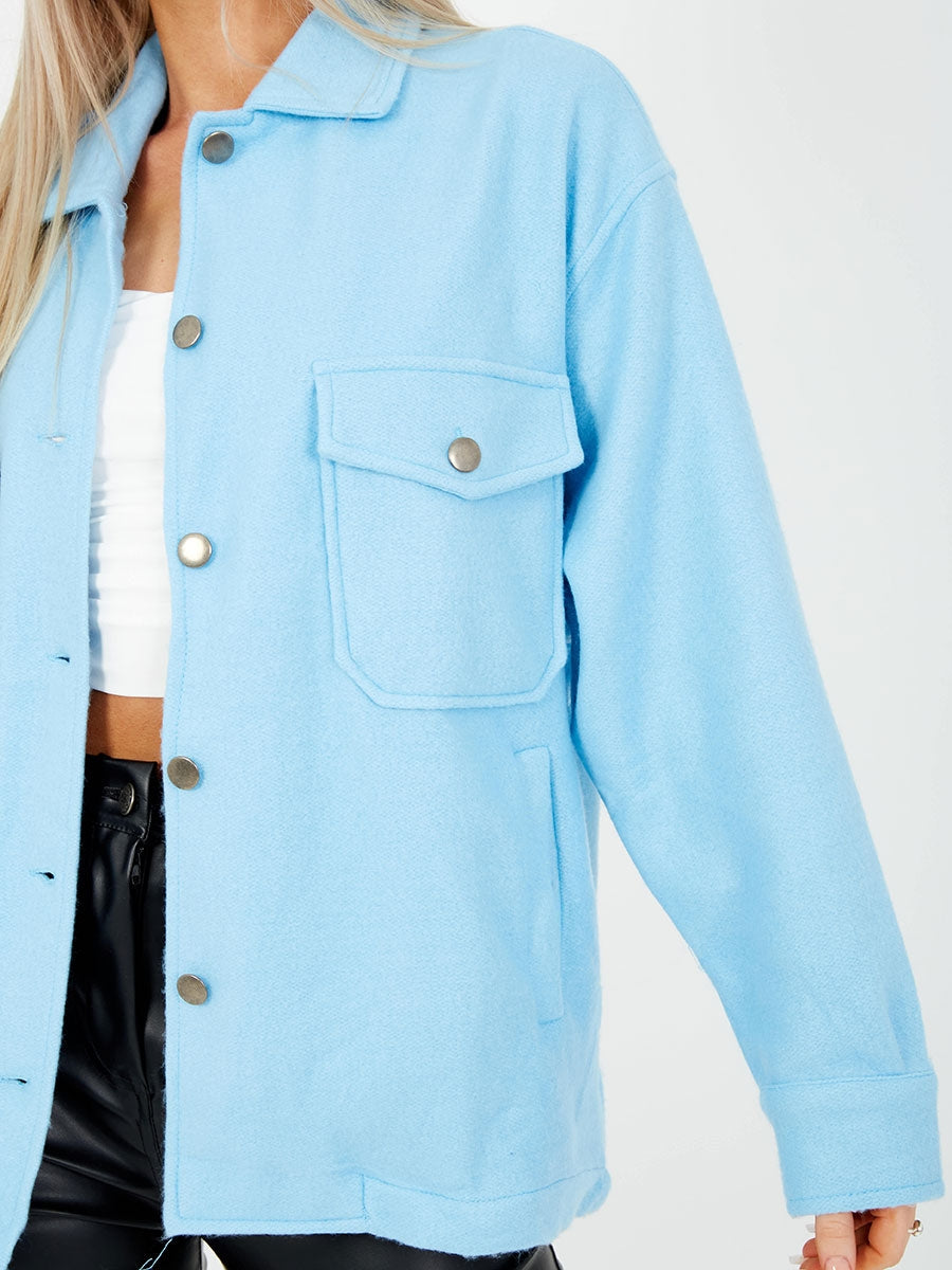 Plain Classic Thick Shirt Jacket Shacket