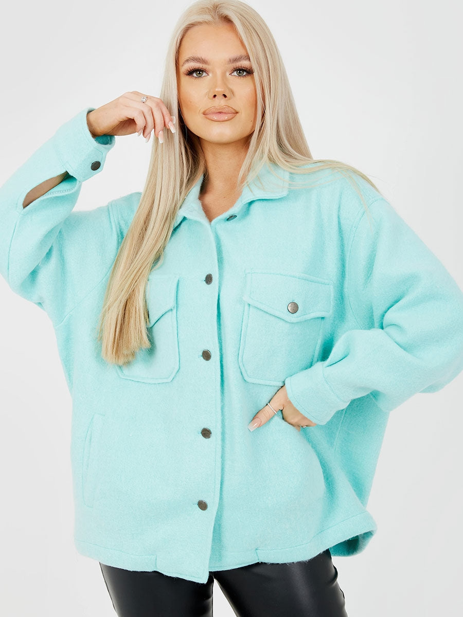 Plain Classic Thick Shirt Jacket Shacket