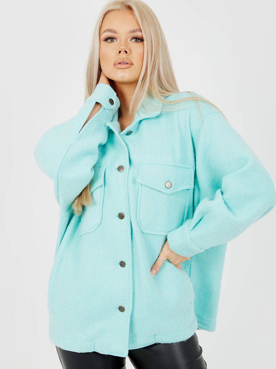 Plain Classic Thick Shirt Jacket Shacket