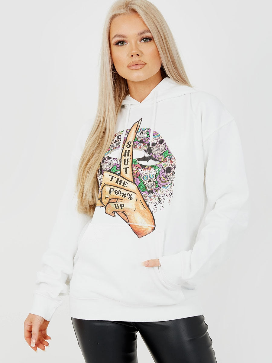 Shut Up Graphic Fleeced Hoodie