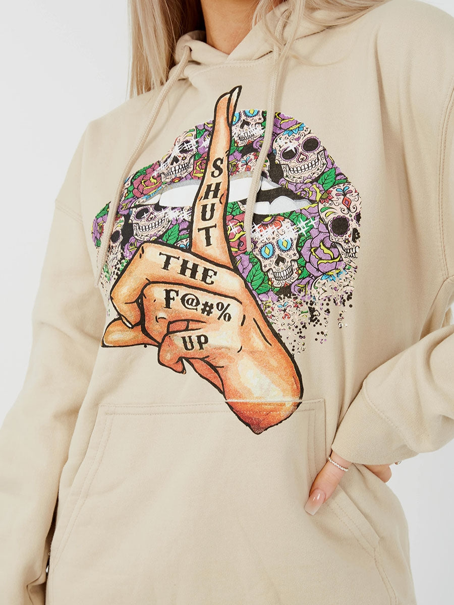 Shut Up Graphic Fleeced Hoodie