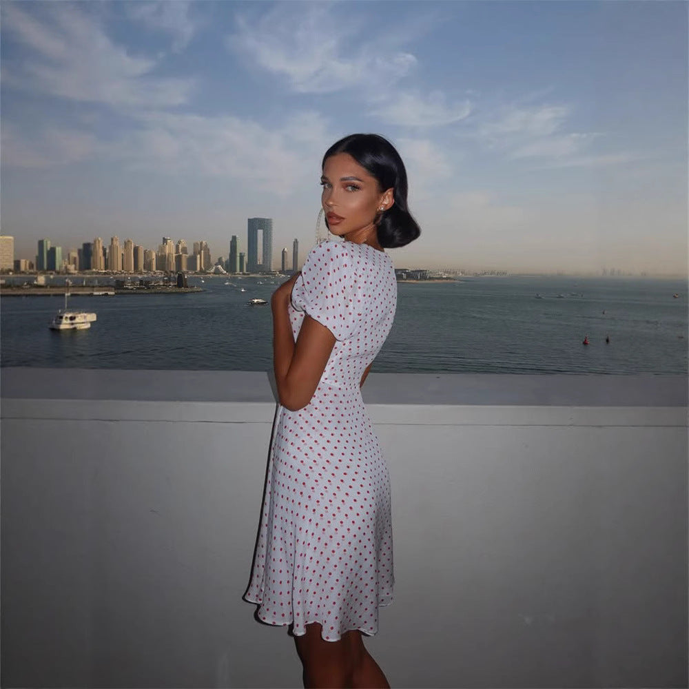 Summer New Arrival Sexy Low-Cut Dress With Bow Decoration