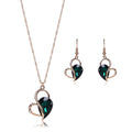 Elegant Heart Jewellery Necklace & Earrings, 2pc Set