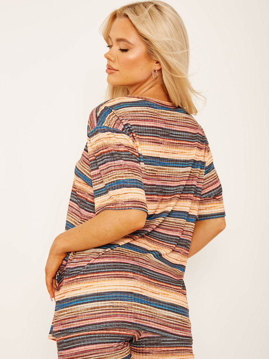 Multi Coloured Oversized Top & Flared Trouser Co-ord