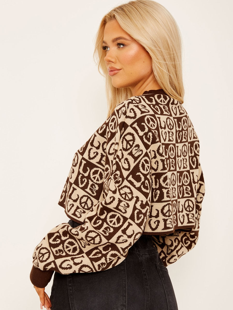 Oversized LOVE Cropped Knitted Jumper