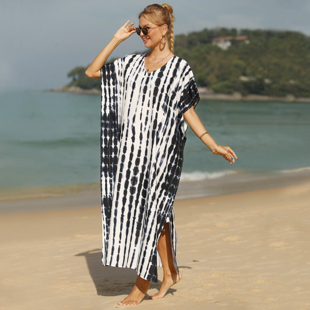 Blouse Beach Cover-up Knitted Serpentine Robe