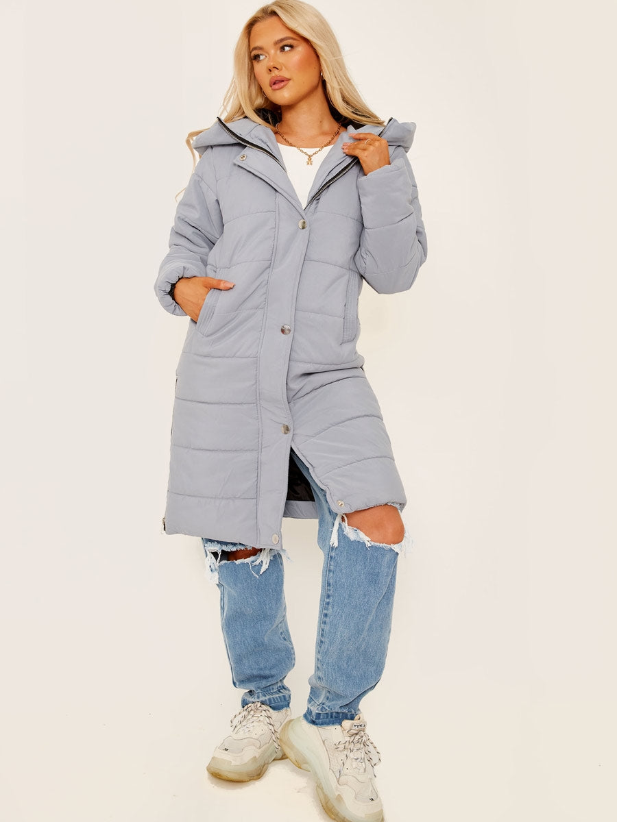 Long Sleeves Longline Padded Hooded Coat