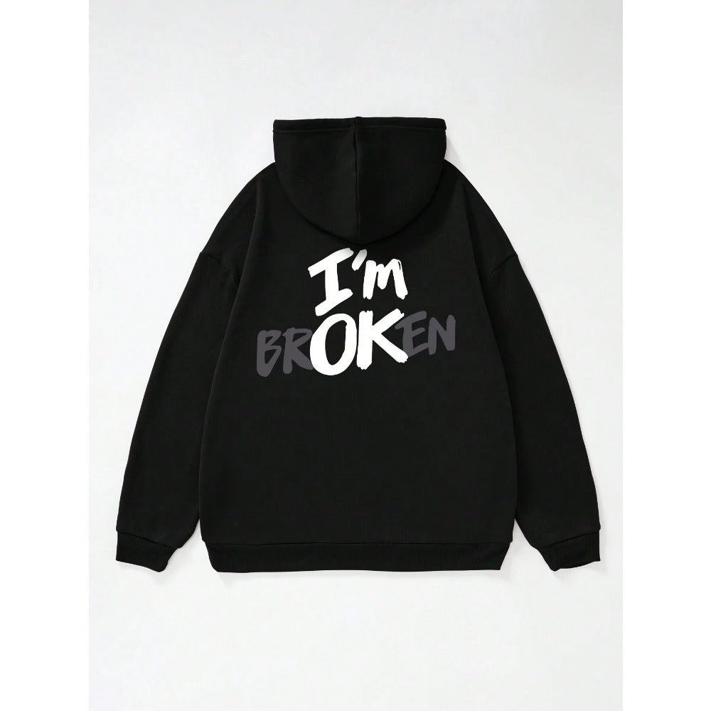 "I’m OK" Graphic Hoodie – European Size | Men’s Hip Hop Streetwear Pullover